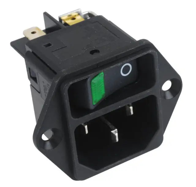 Formcase IEC C14 Power Inlet with Rocker Switch and Fuse Holder